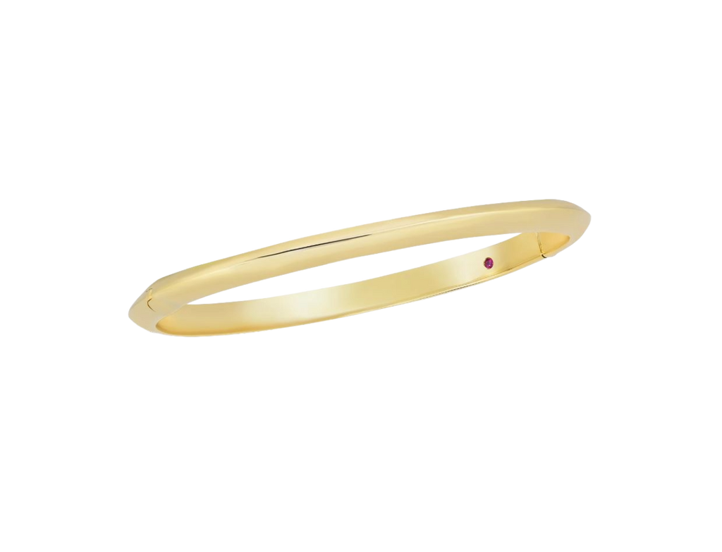 18K Designer Gold Knifed edge Bangle Bracelet