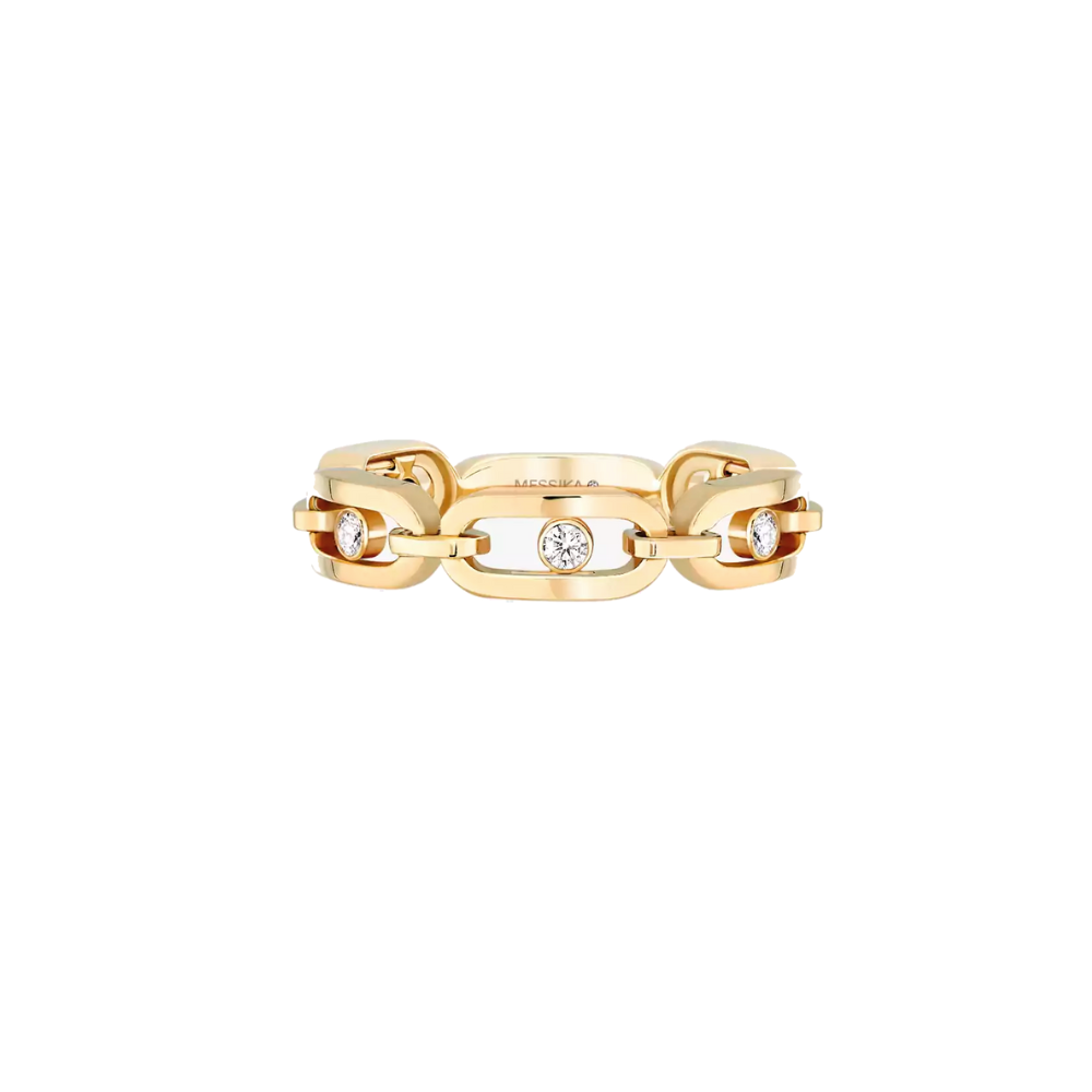 18K Gold Move Link Multi Diamond Ring 