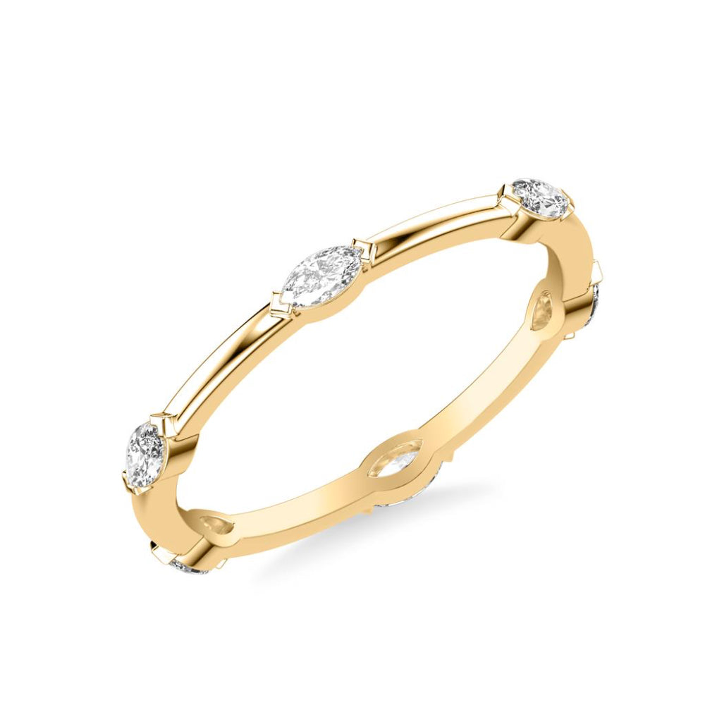 14K Gold Contemporary Stackable Marquise Diamond Ring 