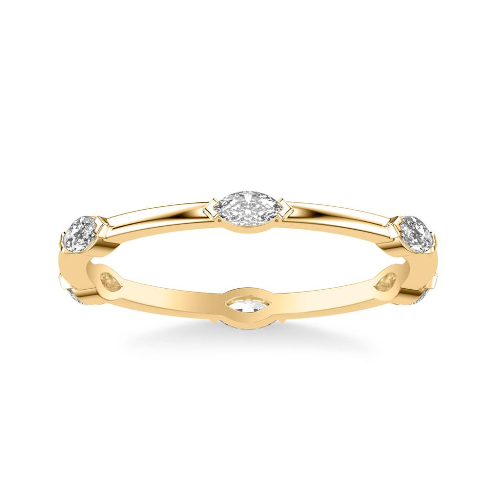 14K Gold Contemporary Stackable Marquise Diamond Ring 