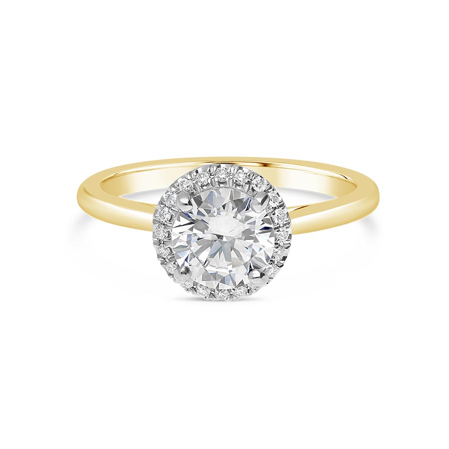 Precision Set 18K Yellow Gold New Aire Diamond Halo Engagement Ring Setting 245828Y