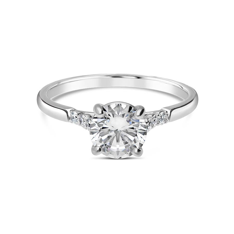 Precision Set 18K White New Aire Petite Diamond Engagement Ring 241428W