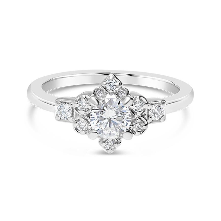 Sereena 14K White Gold Diamond Cluster Halo Engagement Ring Setting ER14656R2W44JJ