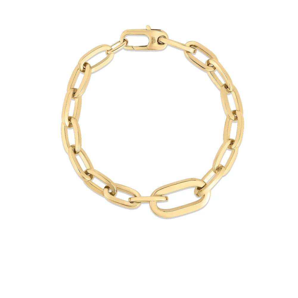 18K Designer Gold Single Large Link Paperclip Bracelet