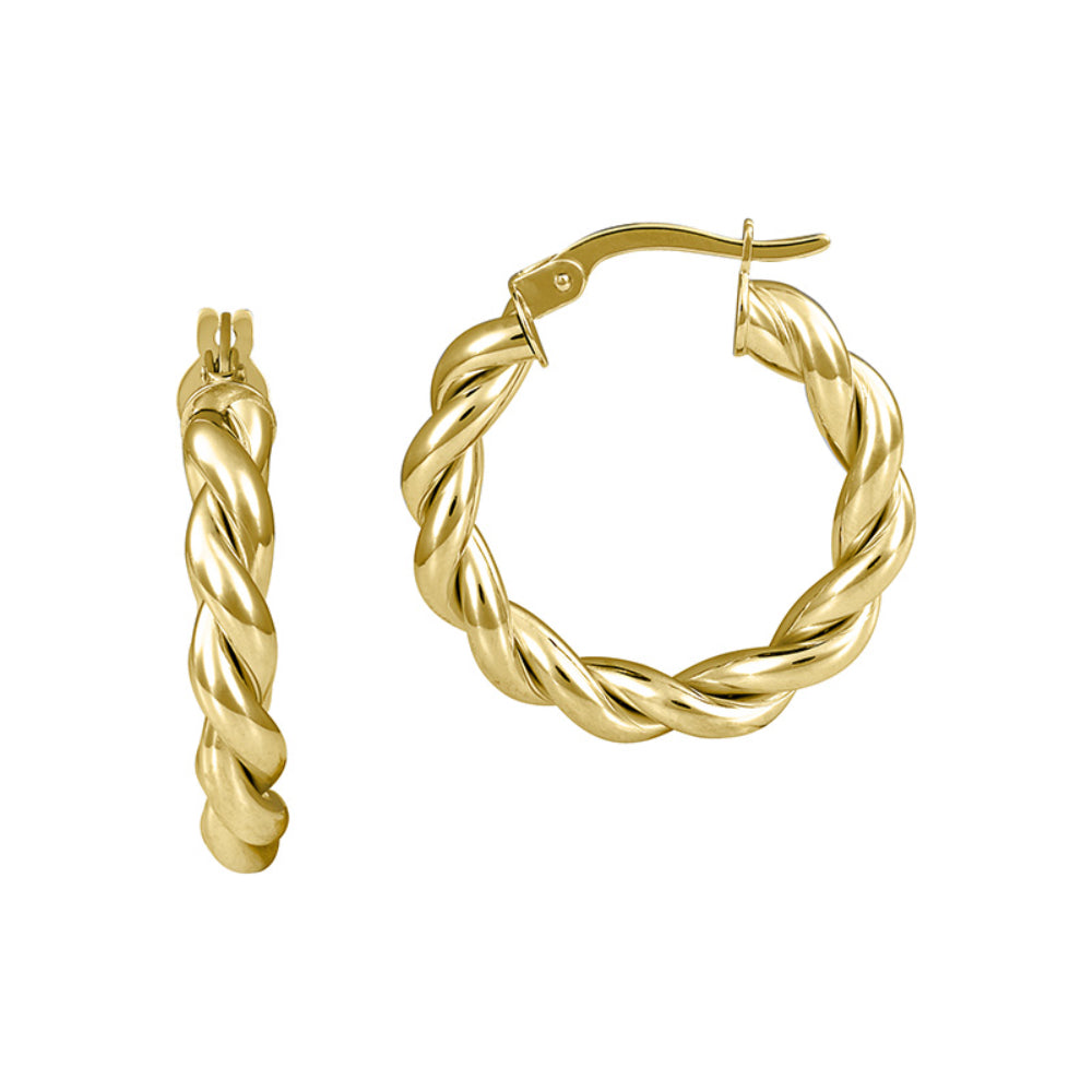 14K Gold Twisted Hoop Earrings