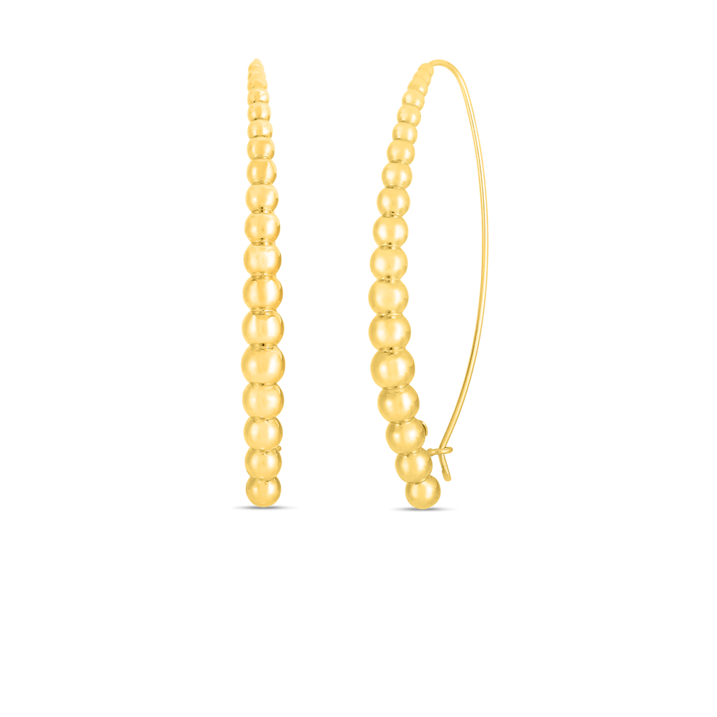 18K Gold Graduated Bead Threader Earrings