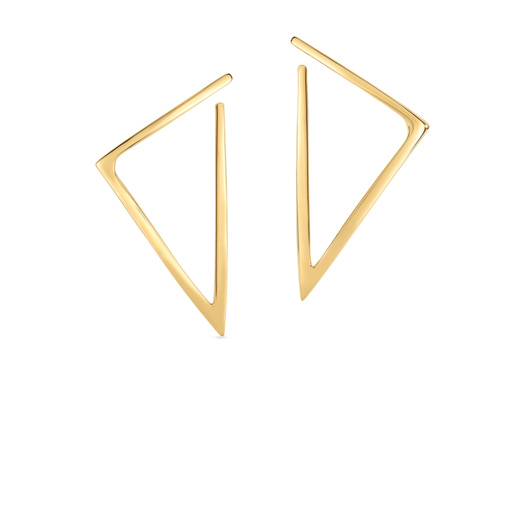 18K Gold Designer Gold Medium Triangle Earrings