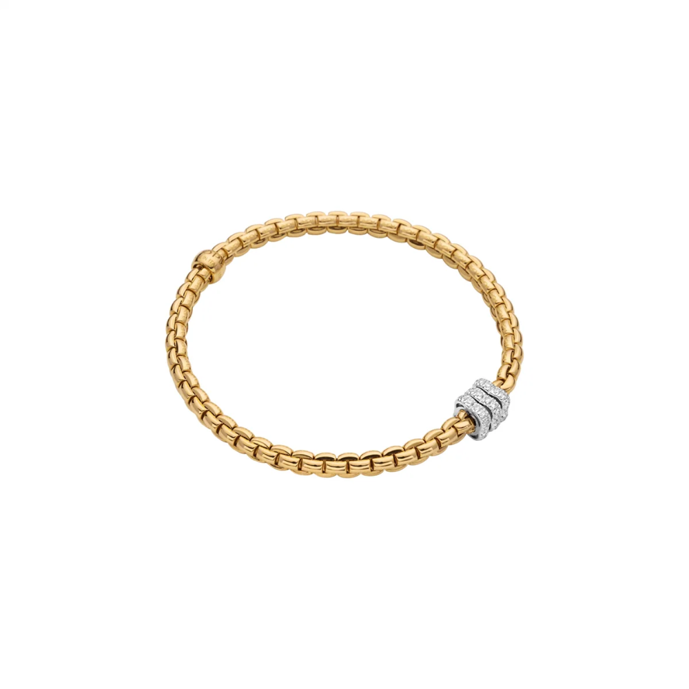 18K Gold Eka Collection Triple Diamond Rondel Bracelet Fope