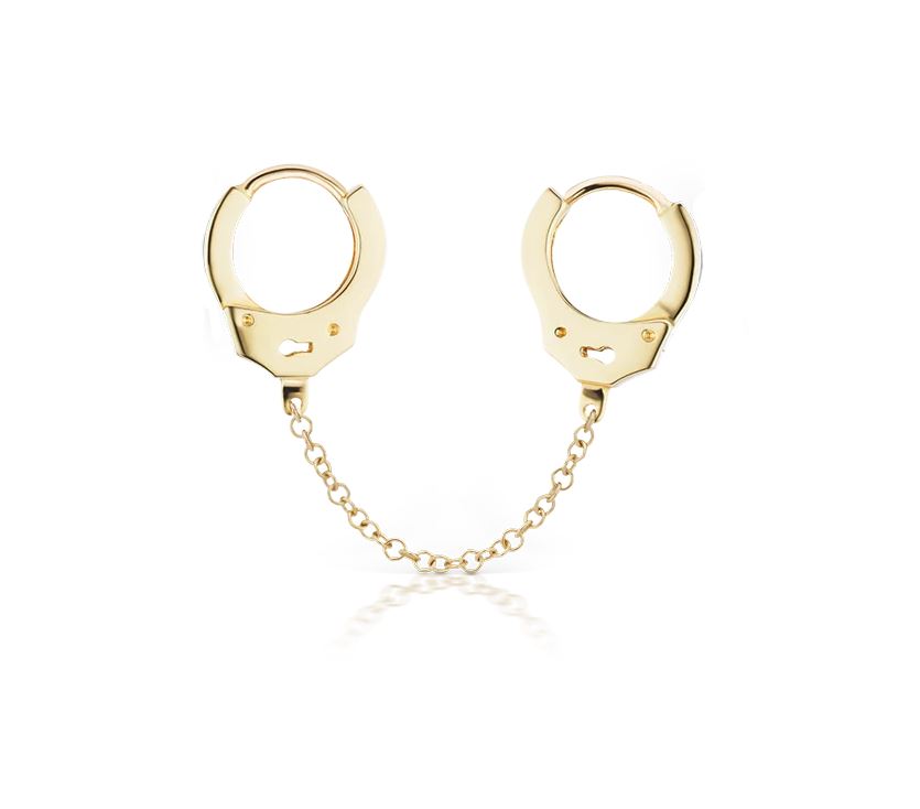 14K Gold Handcuff Clicker Earring with Medium Chain