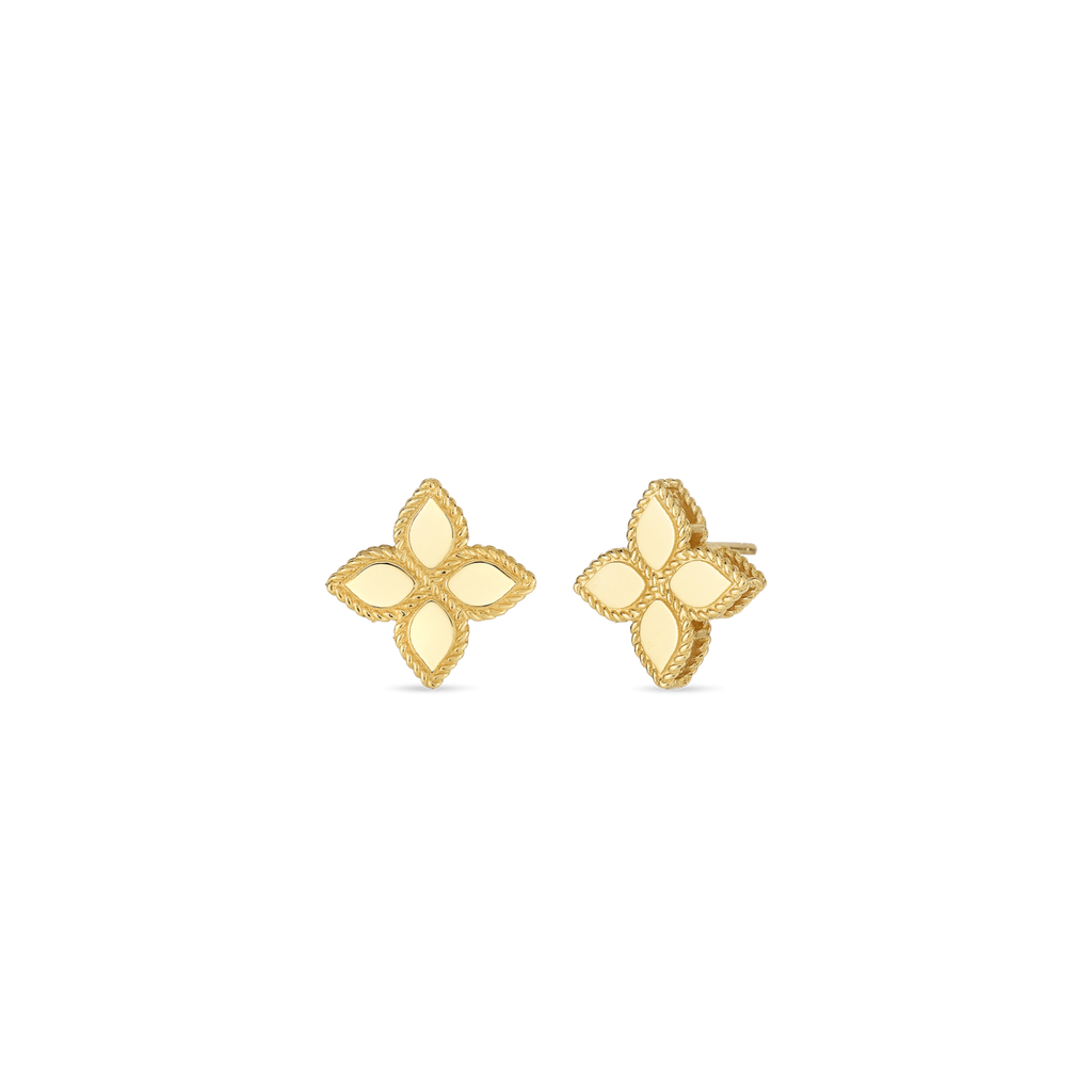 18K Gold Princess Flower Medium Stud Earrings