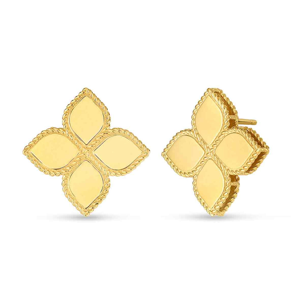 Roberto Coin Princess Flower Large Flower Stud Earrings in 18K Yellow Gold