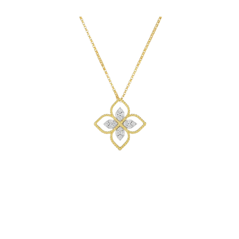 18K Gold Principessa Large Diamond Flower Necklace