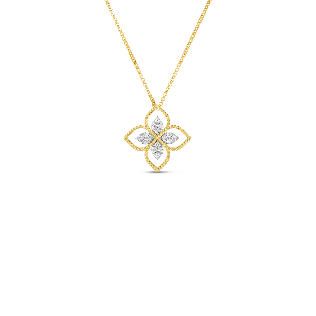 18K Gold Principessa Large Diamond Flower Necklace
