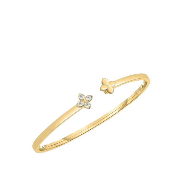 18K Gold Love in Verona Half Diamond Open Bangle

