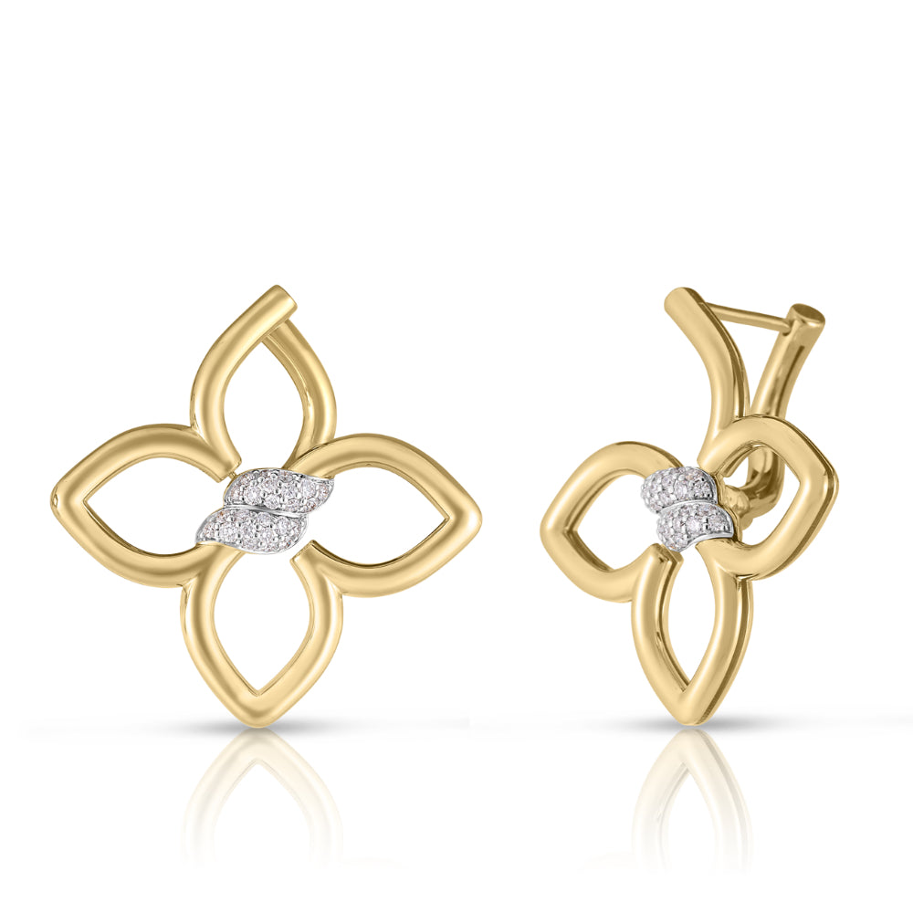 18K Yellow Gold Cialoma Small Flower Diamond Earrings