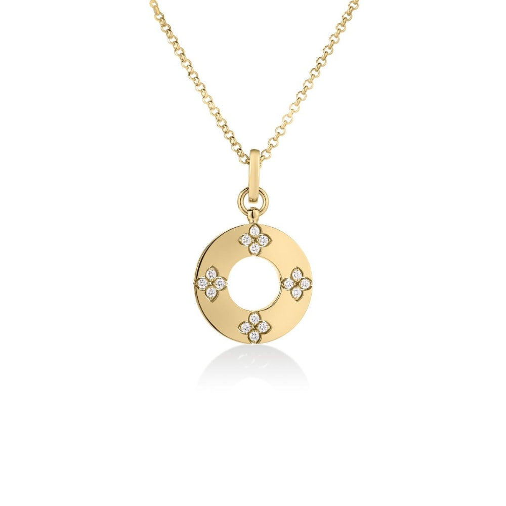 18K Gold Love In Verona Circle Diamond Pendant Necklace