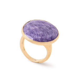 18K Gold Lunaria Charoite Ring