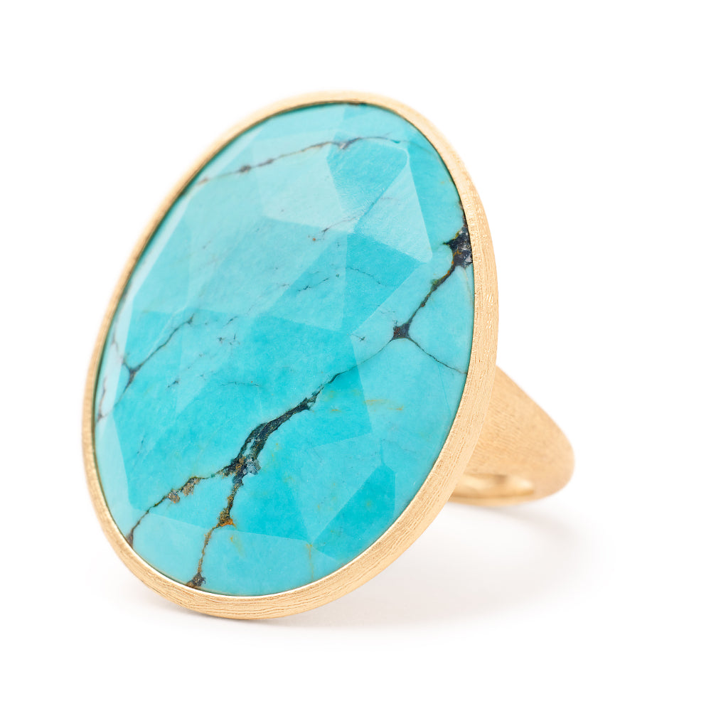 18K Gold Lunaria Turquoise Ring