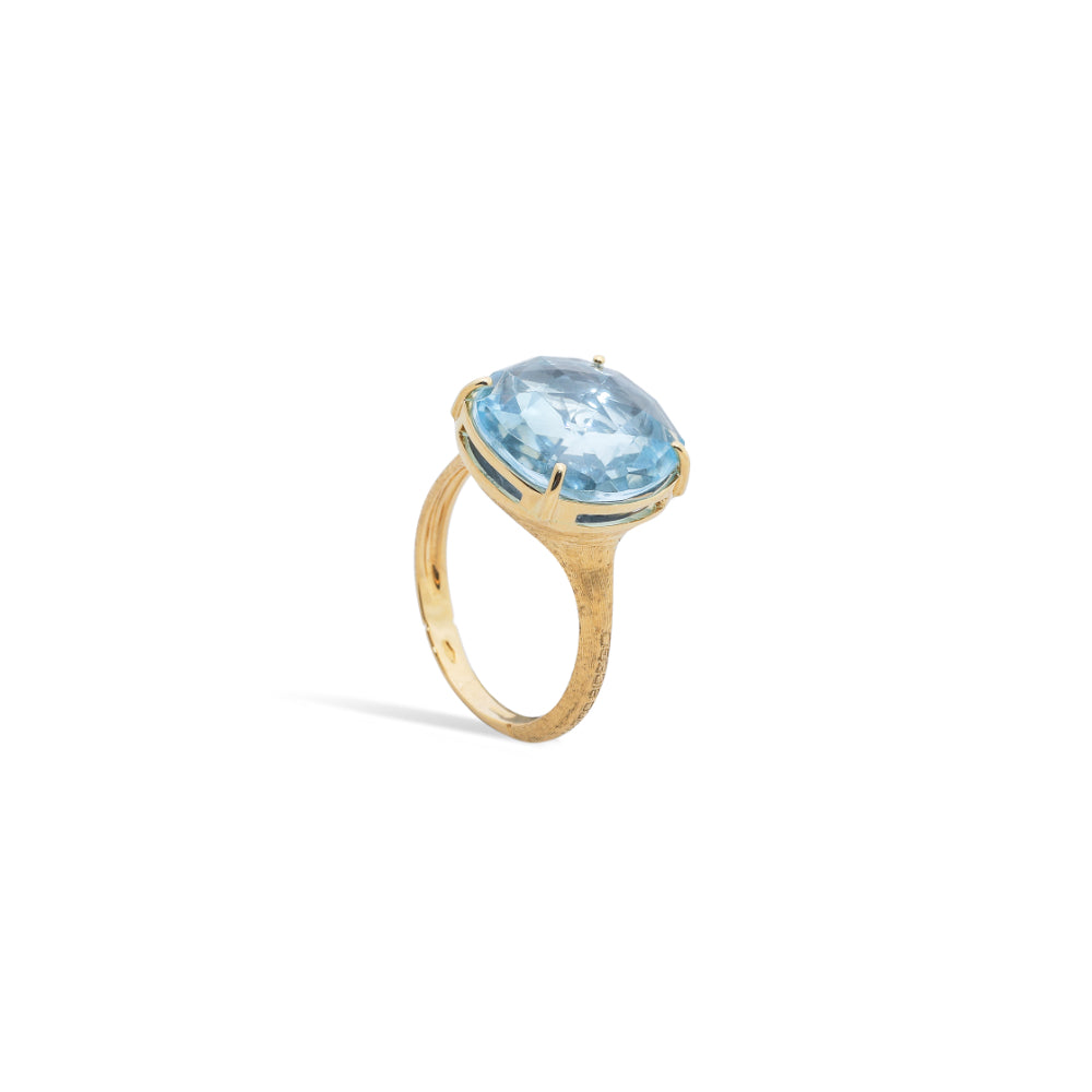 18K Gold Jaipur Gold Blue Topaz Cocktail Ring 