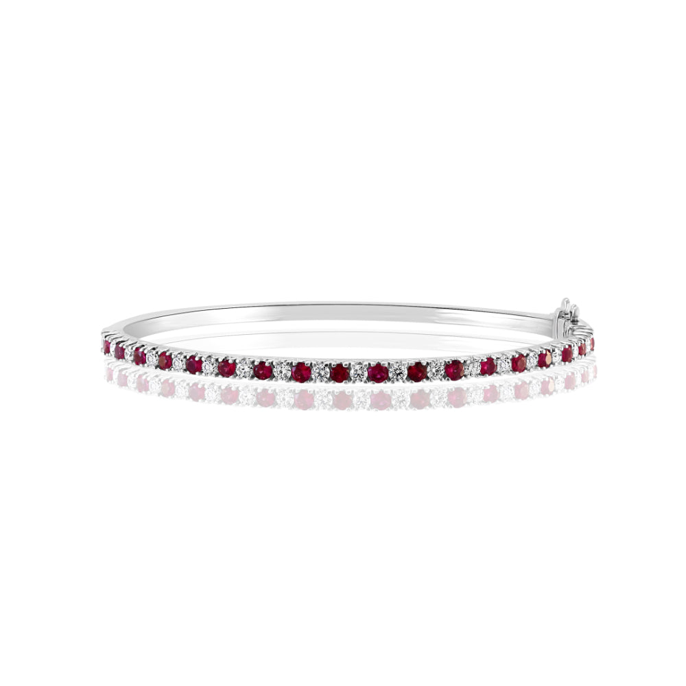 14K Gold Ruby And Diamond Bangle Bracelet