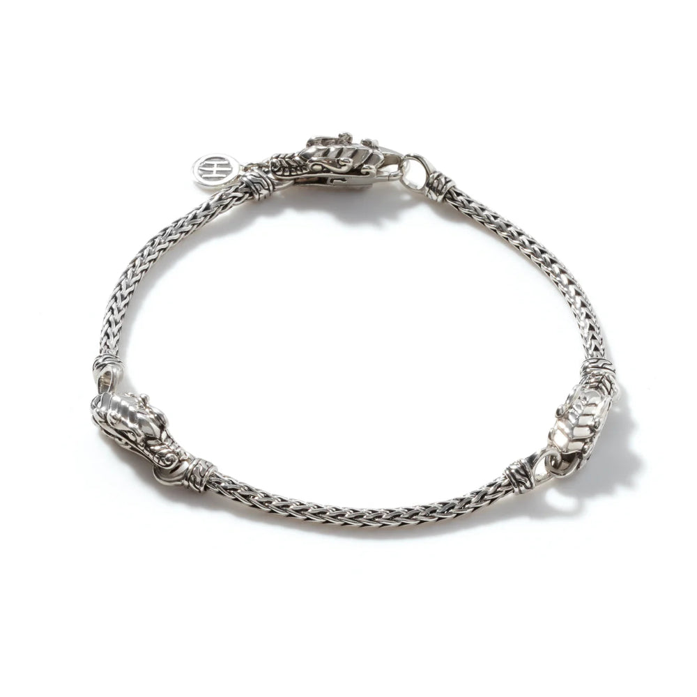 Sterling Silver Naga Station Bracelet