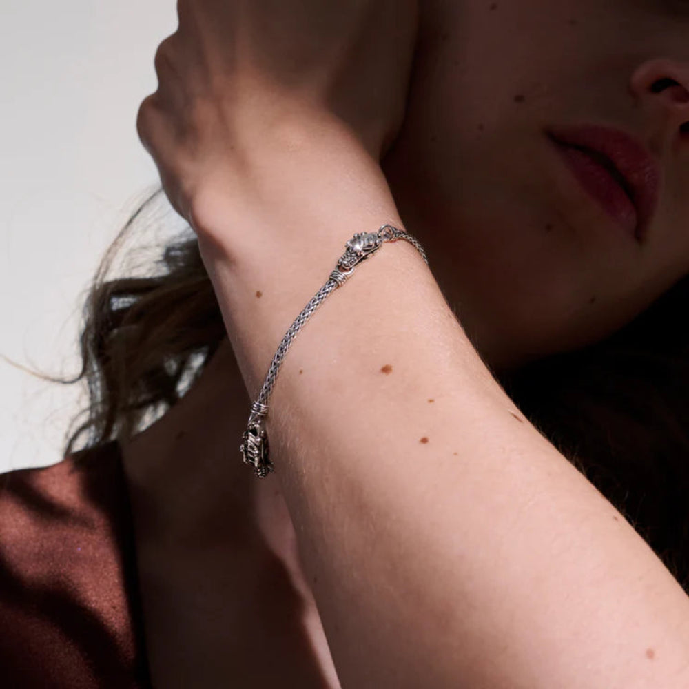 Sterling Silver Naga Station Bracelet