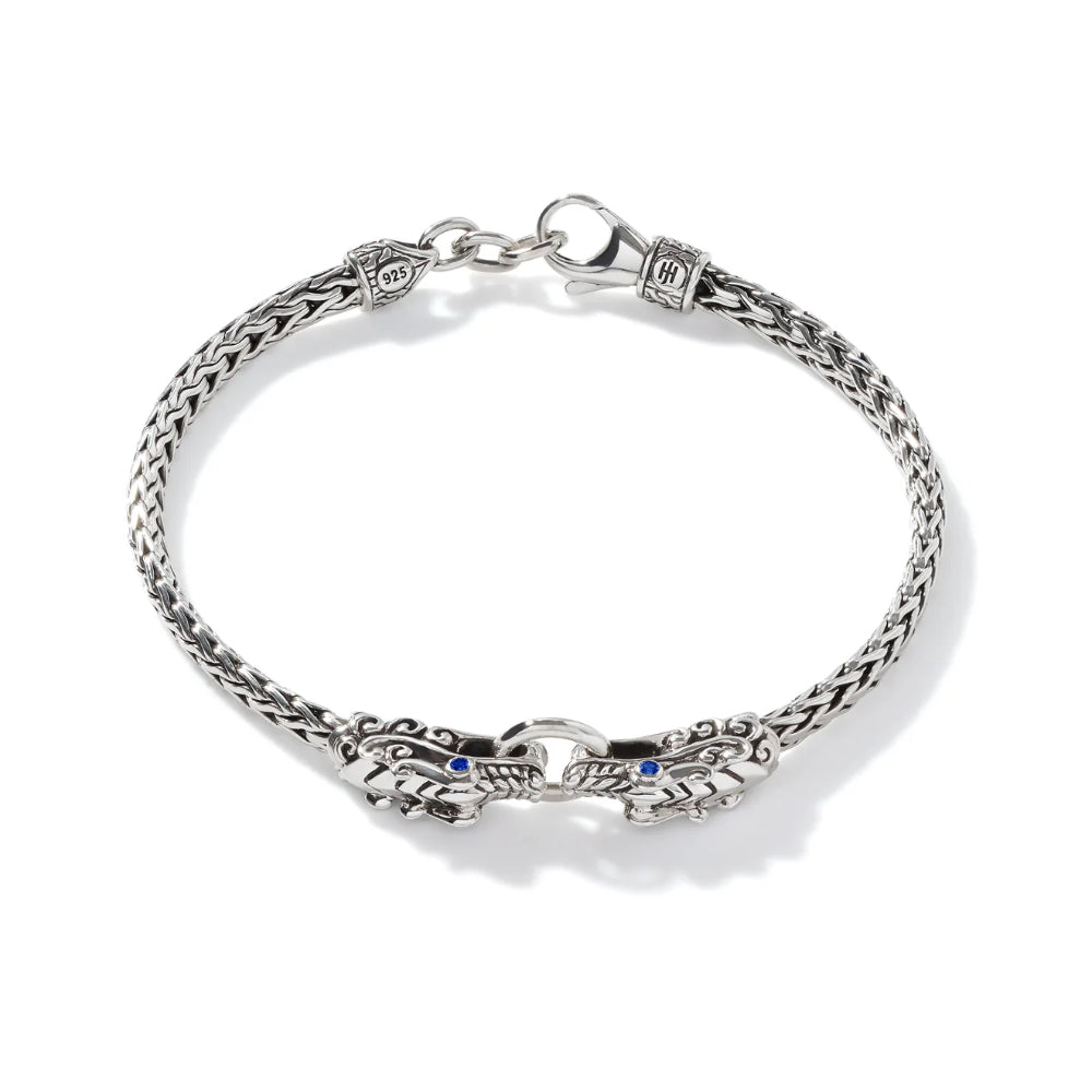 Sterling Silver Double Naga Sapphire 3.5mm Bracelet