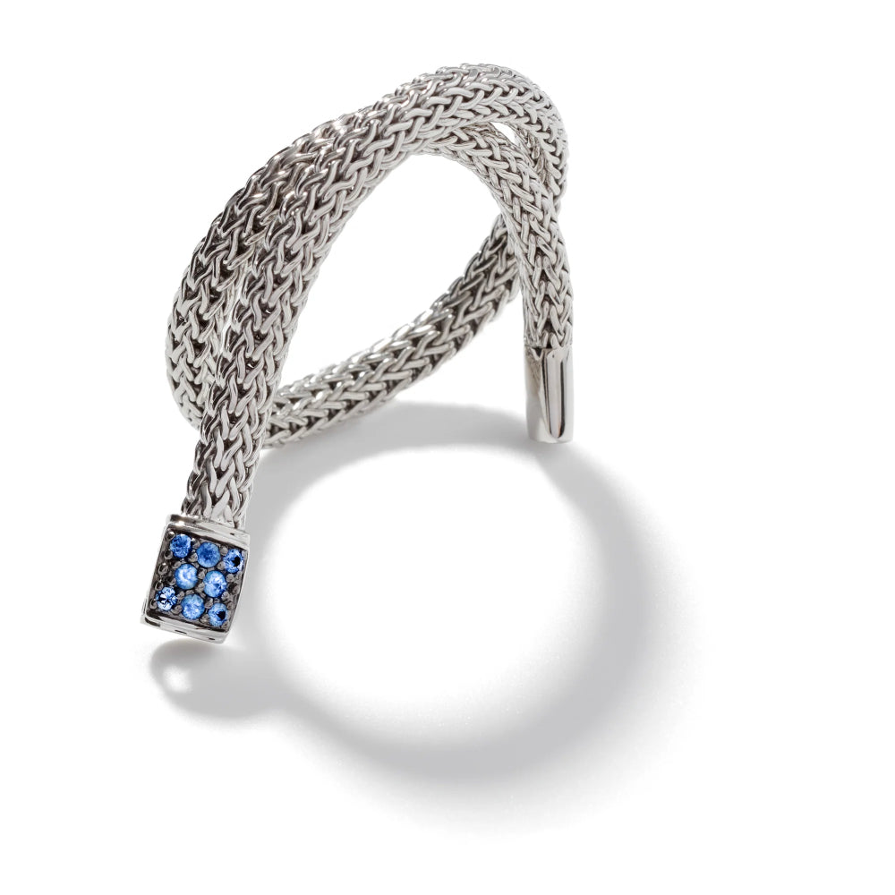 Sterling Silver Icon Pave Blue Sapphire Bracelet 