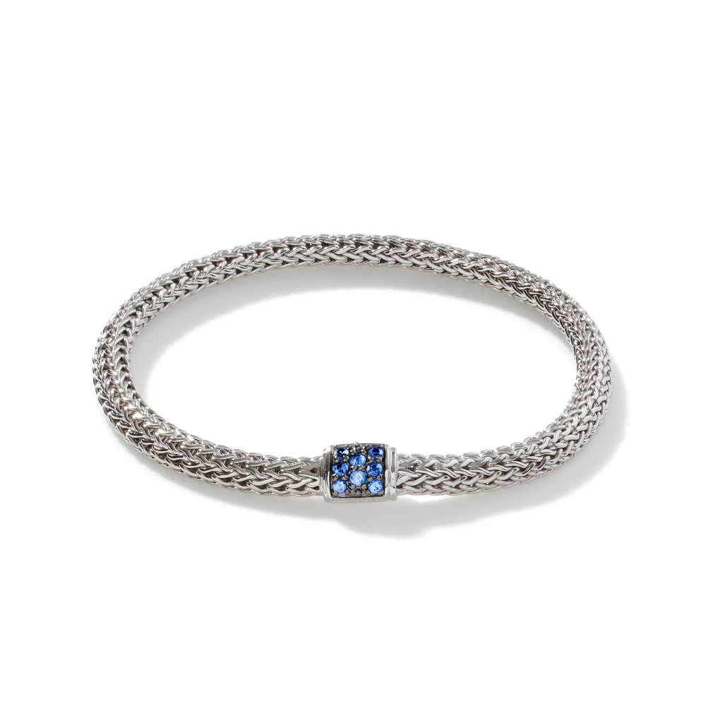 Sterling Silver Icon Pave Blue Sapphire Bracelet 