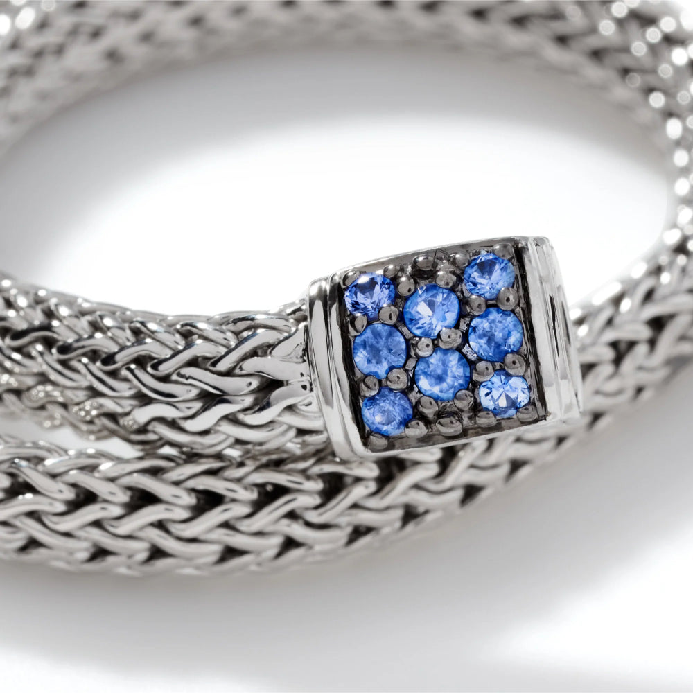 Sterling Silver Icon Pave Blue Sapphire Bracelet 