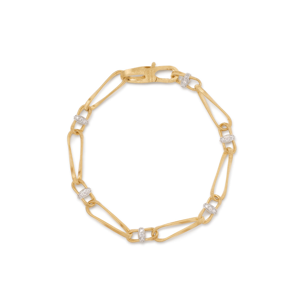 Marrakech Onde 18K Yellow Gold Twisted Coil Link Bracelet With Diamonds