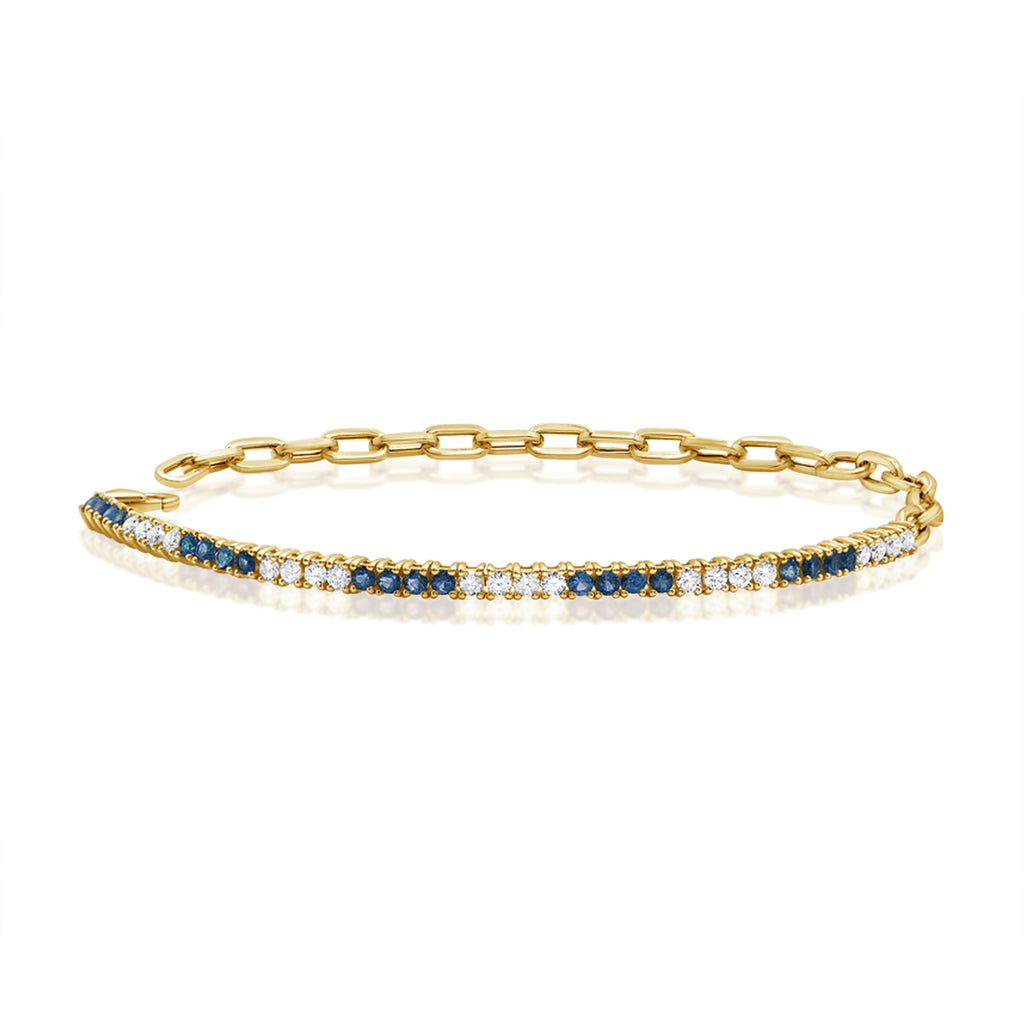 14K Yellow Gold Diamond and Sapphire Bracelet