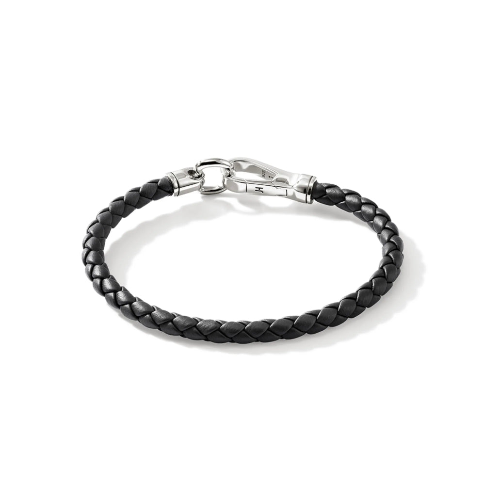 Sterling Silver and Leather Hook Clasp Bracelet