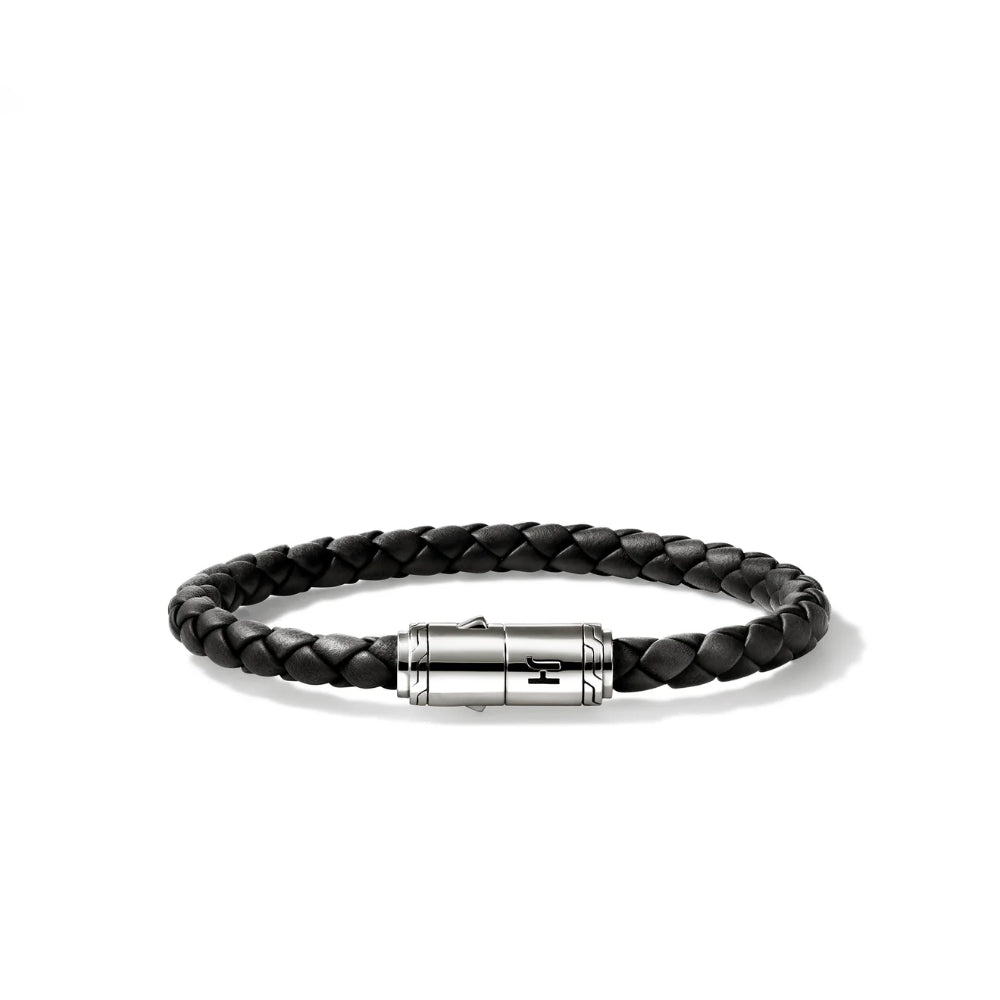 Sterling Silver 6mm Black Leather Bracelet