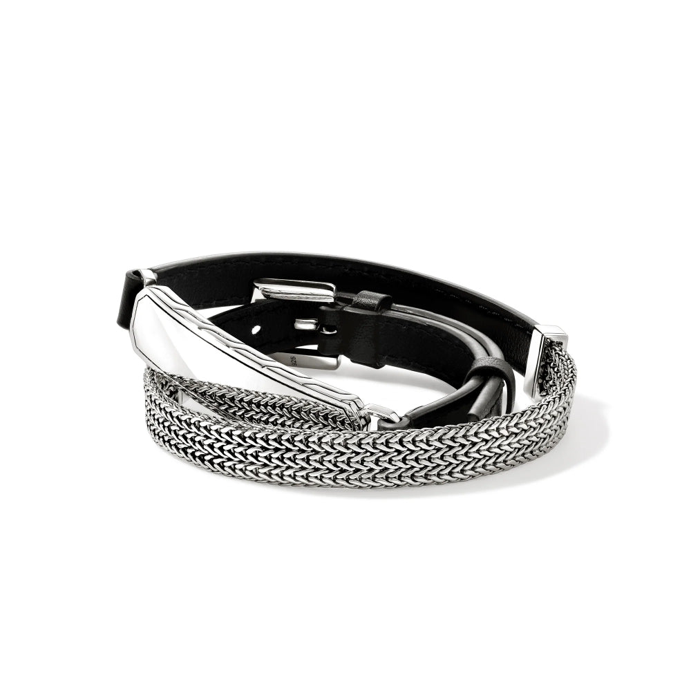 Sterling Silver and Leather 9MM Wrap Bracelet
