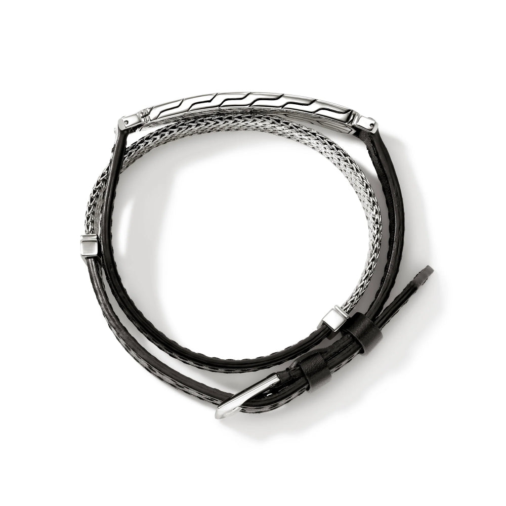 Sterling Silver and Leather 9MM Wrap Bracelet
