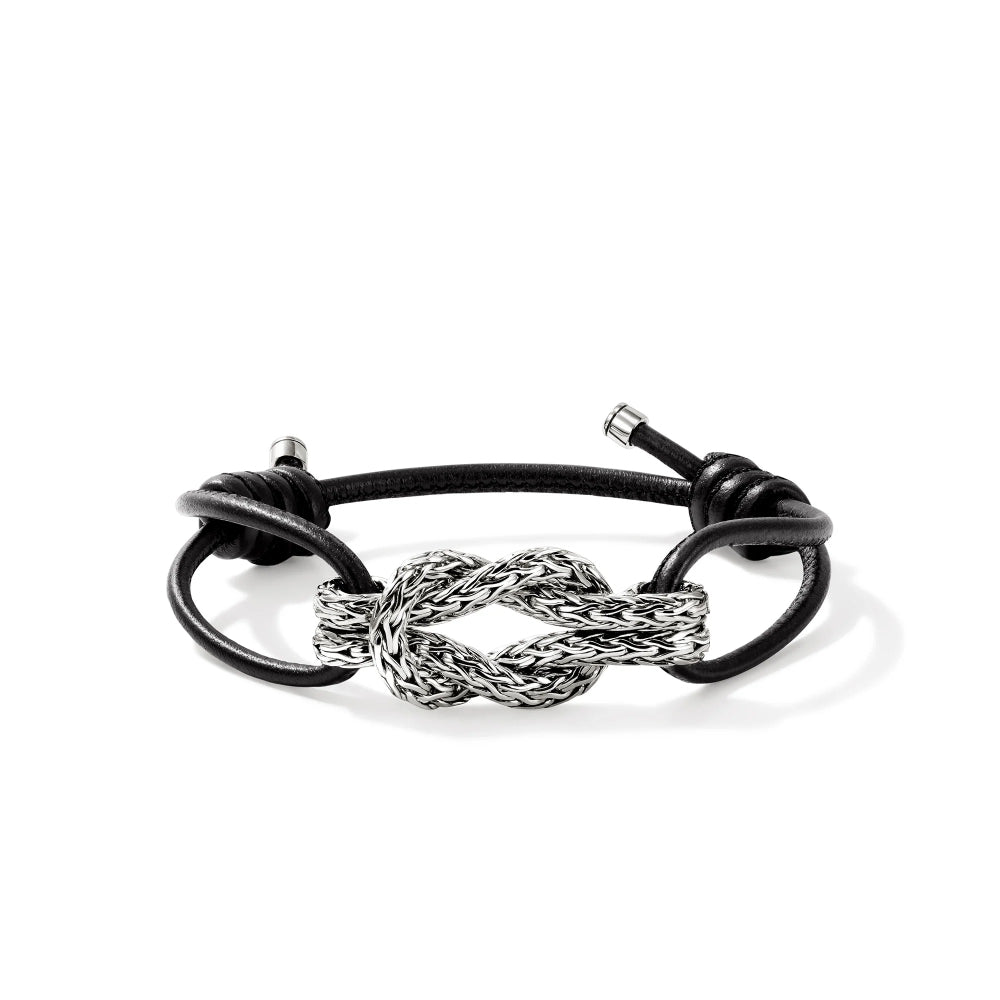 Sterling Silver Love Knot Adjustable Corded Bracelet
