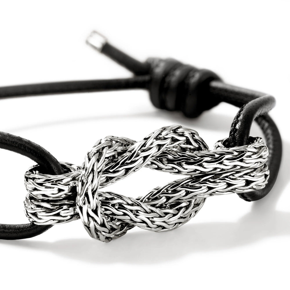 Sterling Silver Love Knot Adjustable Corded Bracelet