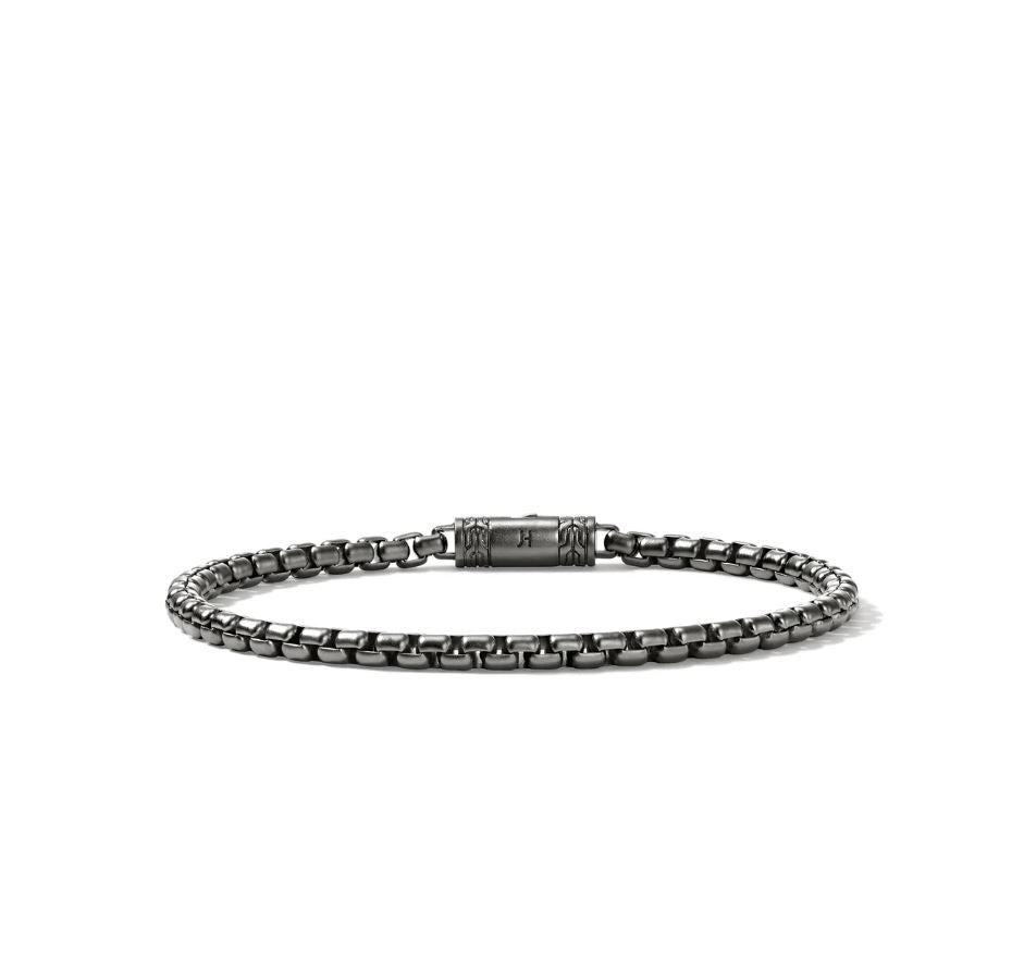 Darkened Sterling Silver 3.7mm Box Chain Bracelet