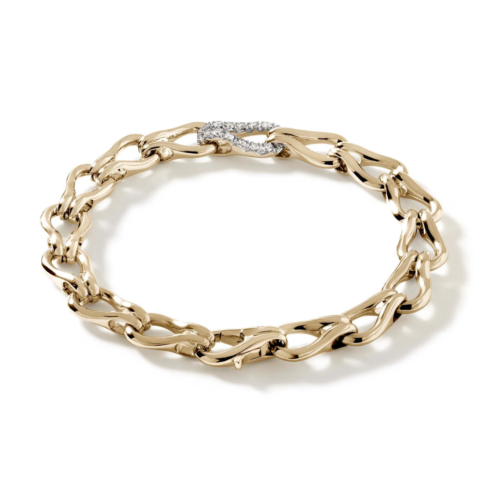 14k Yellow Gold Diamond Surf Bracelet