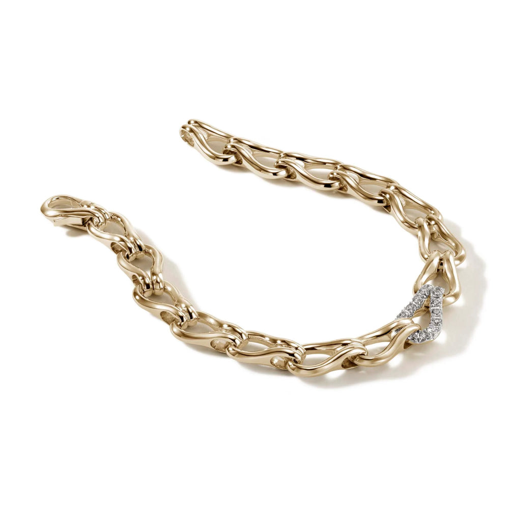 14k Yellow Gold Diamond Surf Bracelet