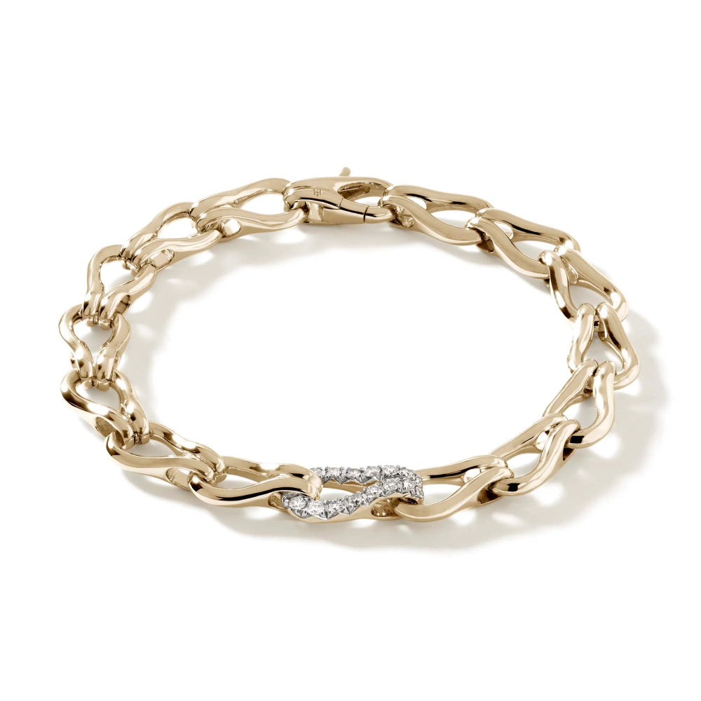 14k Yellow Gold Diamond Surf Bracelet