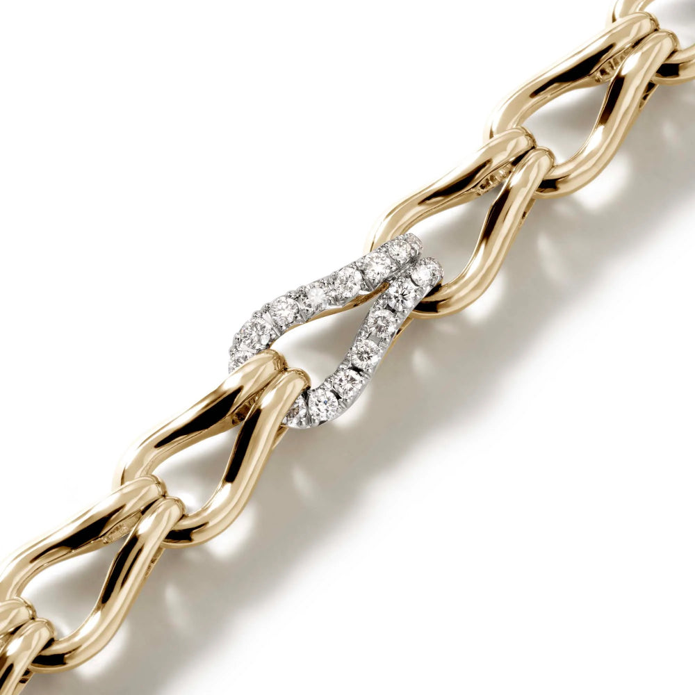 14k Yellow Gold Diamond Surf Bracelet