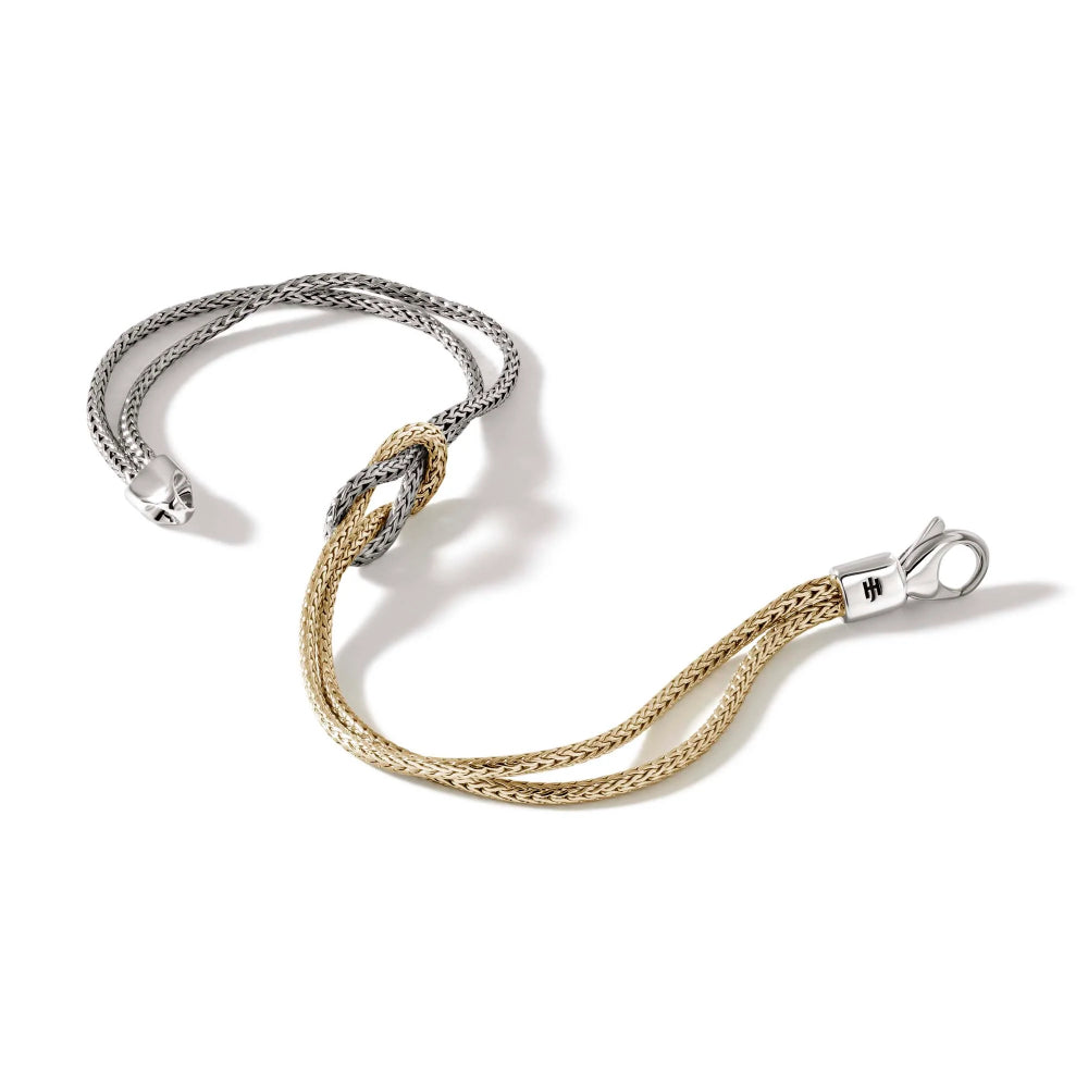 Sterling Silver and 14K Yellow Gold Love Knot Bracelet