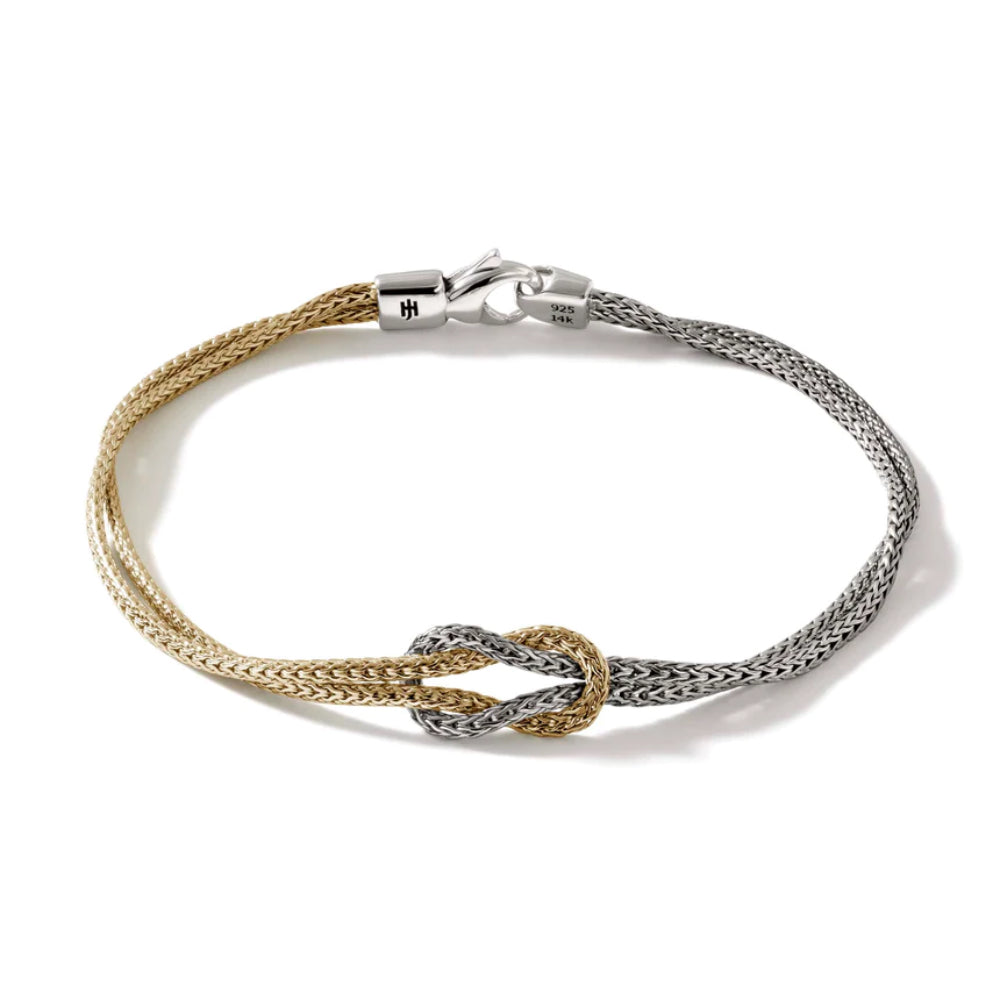 Sterling Silver and 14K Yellow Gold Love Knot Bracelet