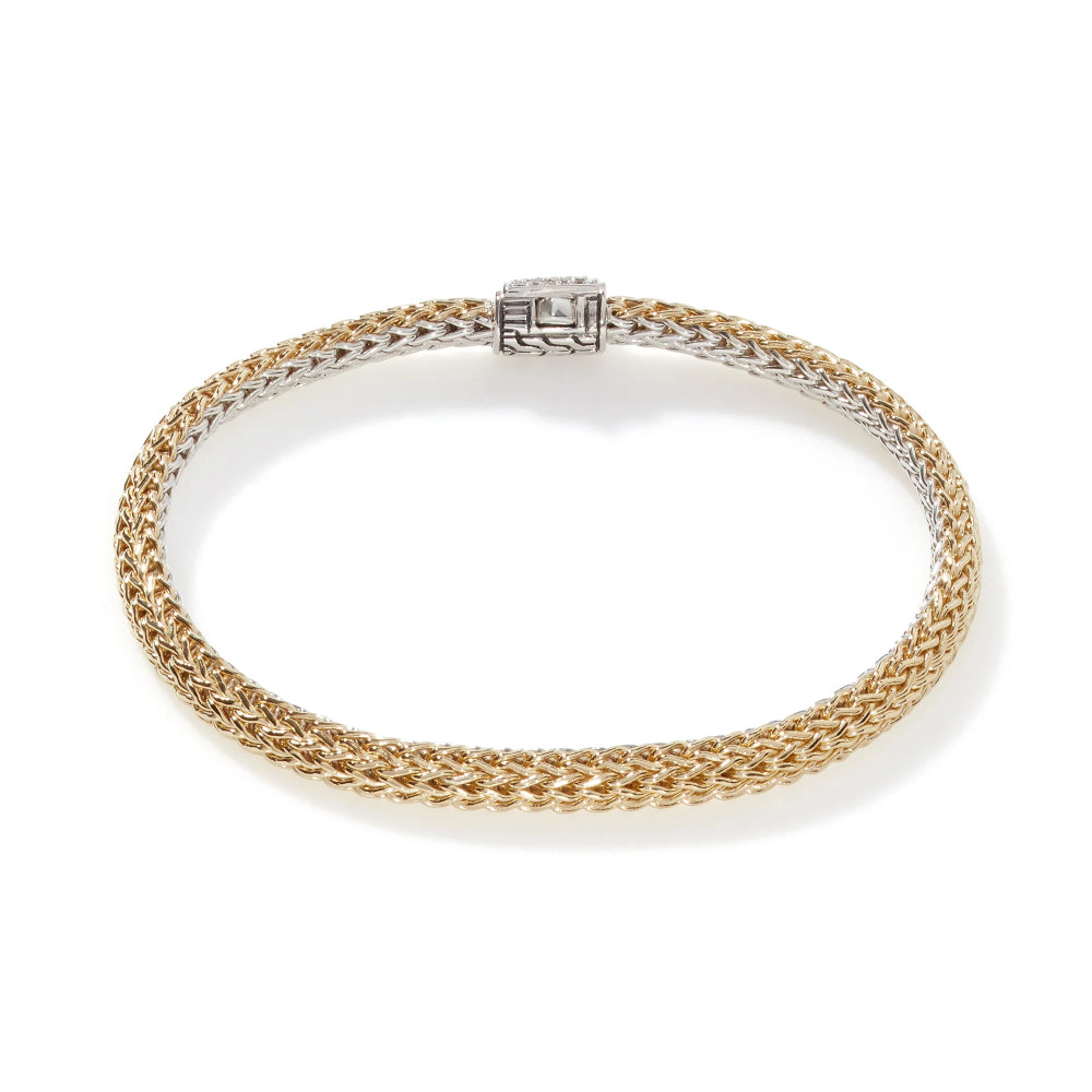 18K Gold and Sterling Silver Icon Diamond Reversible Bracelet