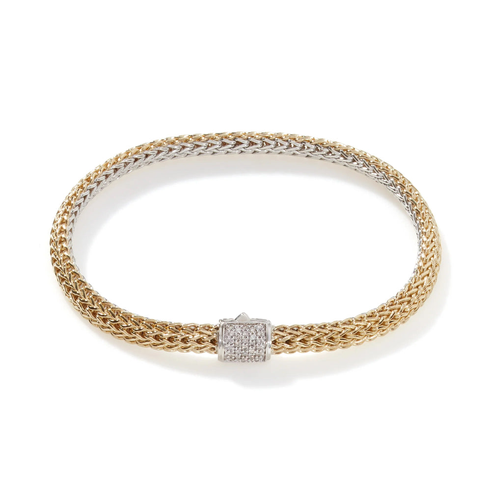 18K Gold and Sterling Silver Icon Diamond Reversible Bracelet