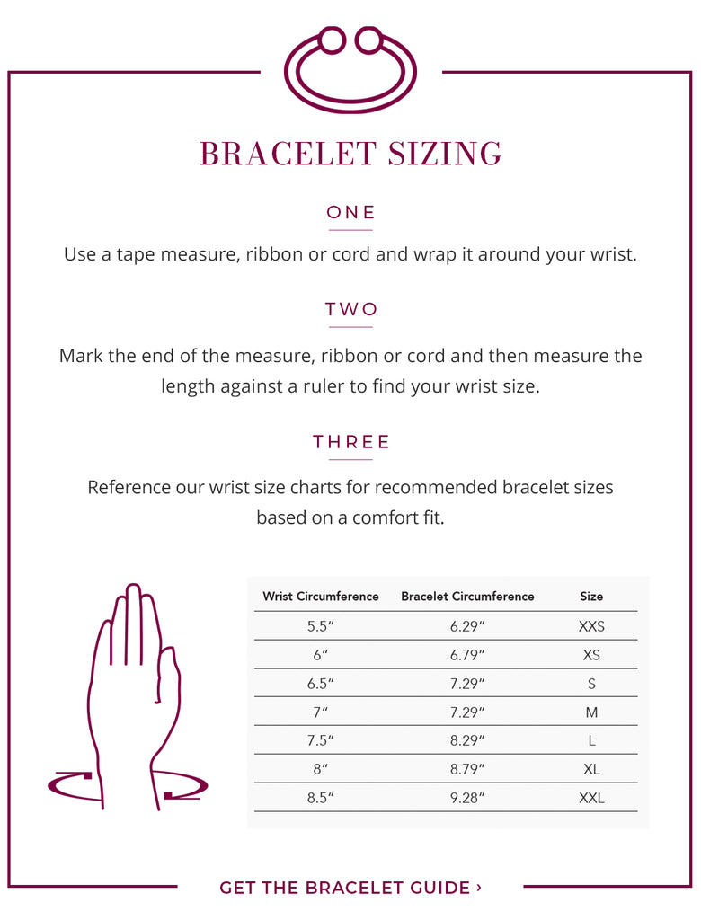 Click to download for a full accessible pdf version of our bracelet sizing guide.