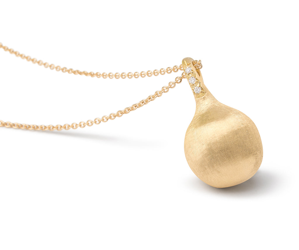 18K Gold Africa Pendant Necklace With Diamond Accents