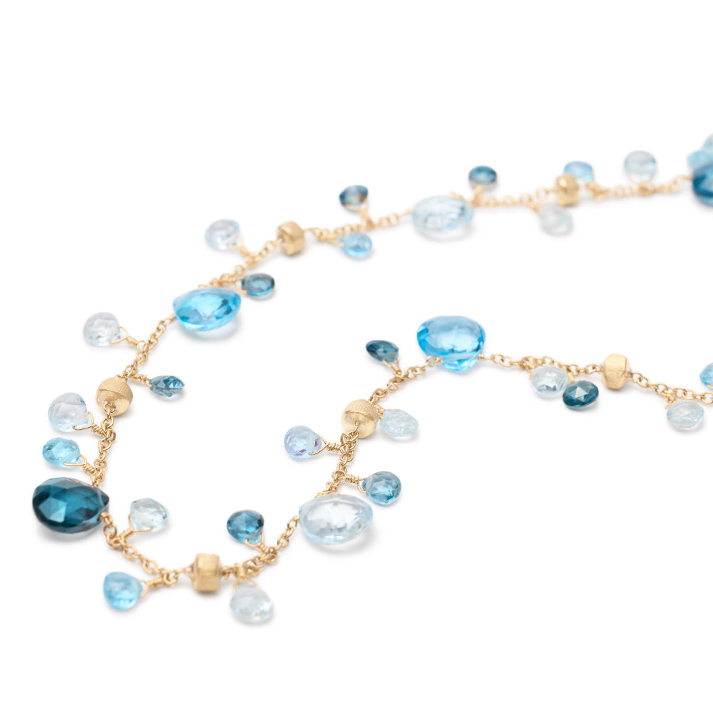 18K Gold Paradise Mixed Topaz Single Strand Necklace 